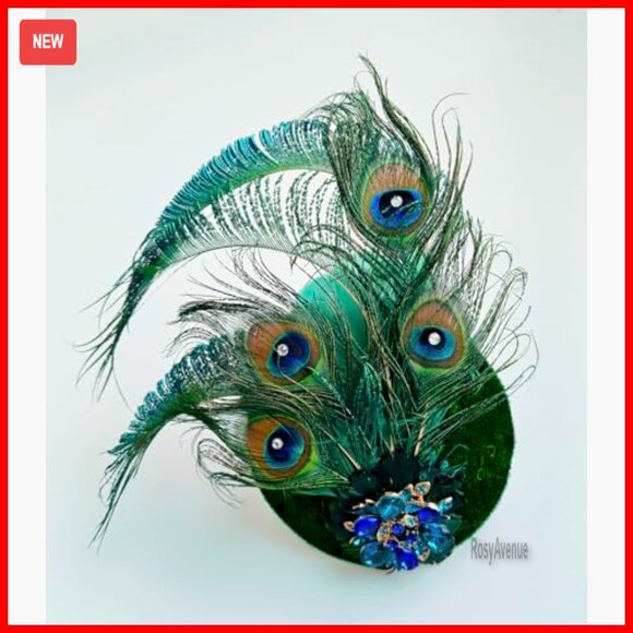Peacock Feather Fascinator Hairclip 1920s Flapper Headpiece One Size main image 4